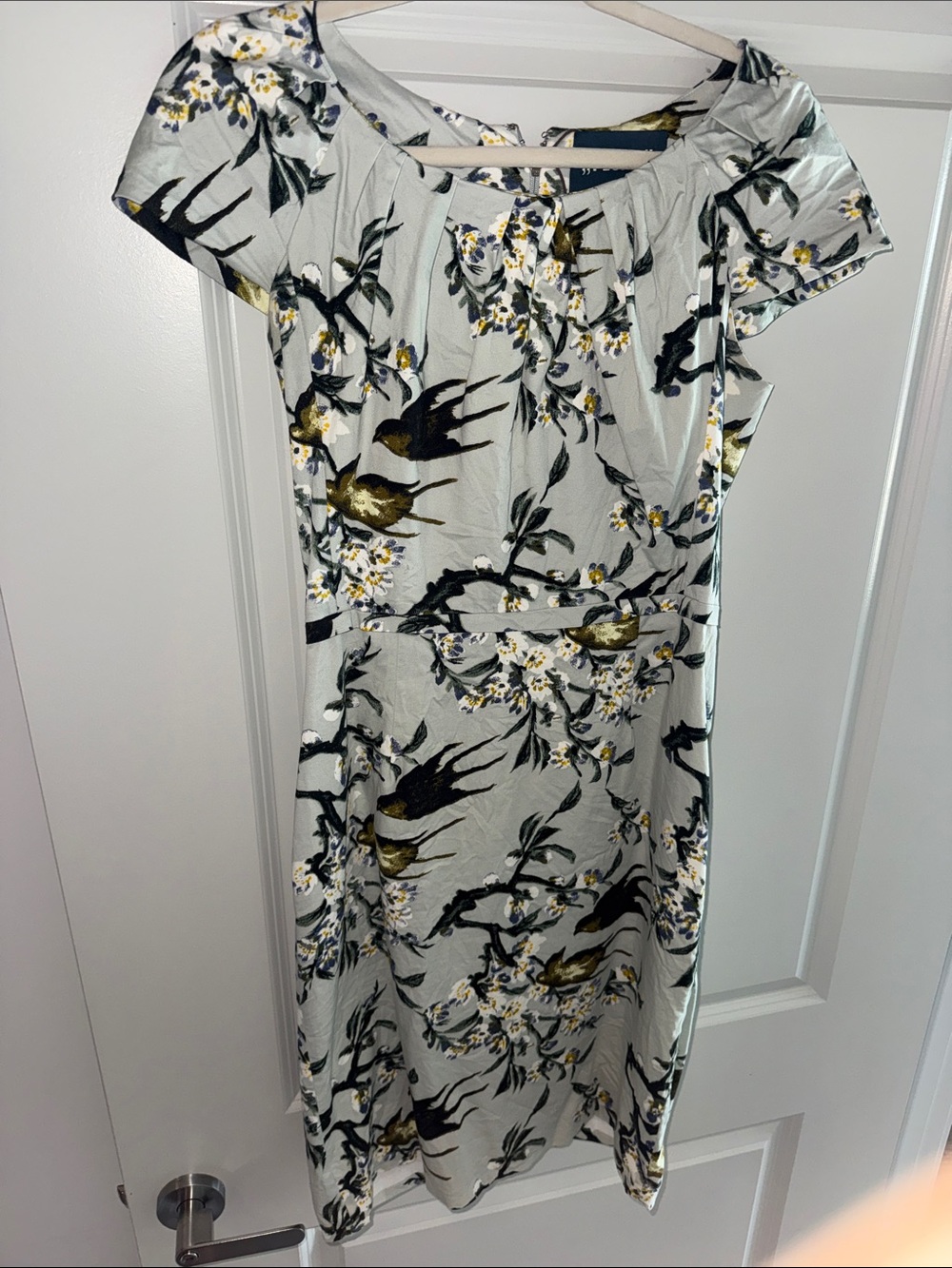 Floral & Bird Midi Dress - Sage Green